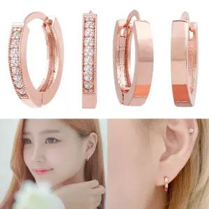 로즈 골드 14K 핀 데일리 링 귀걸이 레 큐빅 금침 선물 이어