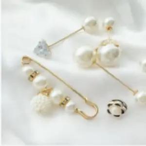 큐빅 단추 진주 브로치 핀 가디건 여밈 사이즈조절 장식 세트