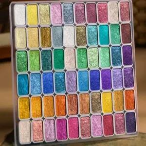 고체 펄물감 수채물감 팔레트 수채화물감 반짝이 미술