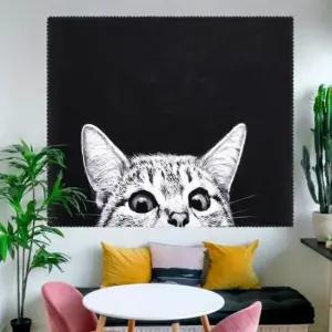 [데코] 대형 패브릭 포스터 빼꼼 고양이 M 인테리어소품 벽장