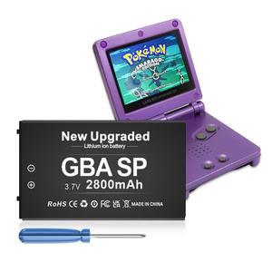 SHENMZ GBA SP 배터리, 드라이버가 탑재된 닌텐도 게임보이 어드밴스 AGS-001용 초고용량 충전식 리튬 이온 배터리 업그레이드(2800mAh)