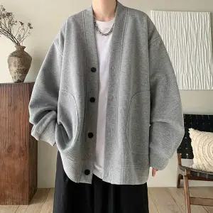 베이직 스타일리쉬 남자 오버핏 남친룩 가디건 브이넥