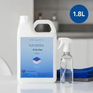 블랙홀 글라스 코팅큐 1.8L+극세사타월 2장 유리막 코팅 유리세정제 거울 물때방지 광택 유지 클리너