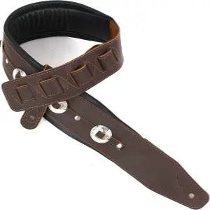 워커 앤 윌리엄스 C-44-BRN 핸드메이드 브라운 더블 패딩 프리미엄 올 그레인 가죽 기타 스트랩 콘초 포함