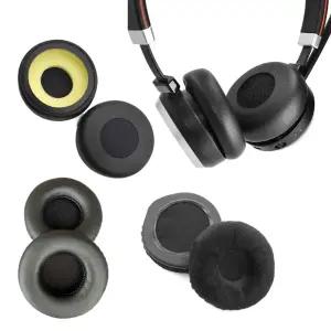 Jabra Evolve 20 20se 30 30II 40 65 65  75  uc ms 헤드셋 용 가죽 이어 패드 쿠션 커버 이어 패드 듀얼