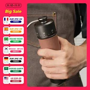 호환  ICafilas 수동 커피 연마기 용량 30g 수동 조절 가능 7 스테인레스 스틸 코어 버 청소 브러시 보내기