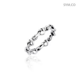 판도라 198018 노티드 체인 하트 여자 실버 반지 d