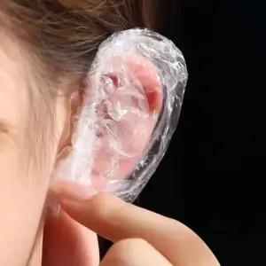 미용실 귀덮개 이어캡 일회용 염색 비닐 방수 귀커버 100매