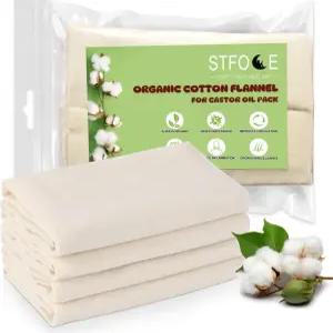 피마자 오일 팩용 STFOCE 4pcs 면 플란넬 천연 및 표백되지 않음 간 복부 관절용 진정 열 압축 잠옷과 같은