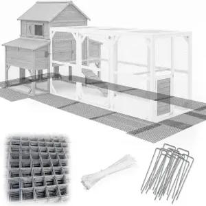 시메야오 치킨 쿱 바닥 메쉬 배리어 키트 스테이크 및 지퍼 타이가 있는 아연 도금 하드웨어 천 패널 10개