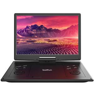 15.7인치 휴대용 DVD 플레이어(14.1인치 대형 HD 화면, 6시간 충전식 배터리, FM 출력, Sync TV, USB, SD 카드 및 다중 디스크 형식, 듀얼 스피커, 블랙)