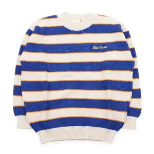 [보보쇼즈] 키즈 자수 로고 스트라이프 니트(블루) B126AC112 421