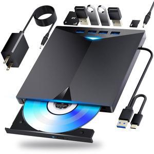 Dainty 외장 블루레이 드라이브, BD /DVD /CD 플레이어 /읽기 /쓰기 USB 3.0 & /Type-C Windows 7-11 Mac PC와 호환, TF /SD /USB와 호환
