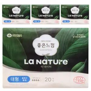 좋은느낌 라네이처 울트라 슬림 날개형 생리대 대형 20개입 4팩