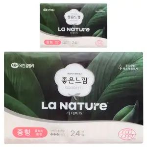 좋은느낌 라네이처 울트라 슬림 날개형 생리대 중형 24개입 2팩