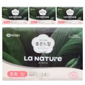 좋은느낌 라네이처 울트라 슬림 날개형 생리대 중형 24개입 4팩