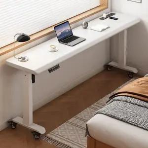 폭좁은 높이조절 테이블 월넛 모션 원룸 슬림 100x40cm 수동리프트 데스크 이