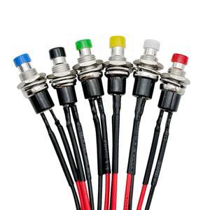 SPST NO 미니 소형 순간 푸시 단추 스위치 20cm 와이어 포함 1A 250V AC 2 핀 5 개