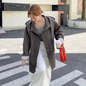 회색 여친 캐주얼 야구 점퍼 루즈핏 후드 다크 트렌치 코트 봄가을 슬림핏 원픽3