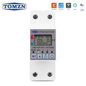 TOMZN 63A 110V 220V smartlife WIFI 에너지 미터 Kwh 계량 스위치 타이머 전압 전류 및 누설 보호 TUYA