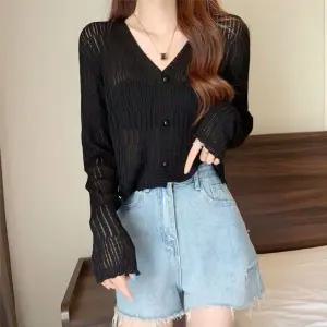 펀칭 아우터 간절기아우터 크롭가디건 크롭 사무실가디건 가디건 얇은가디건