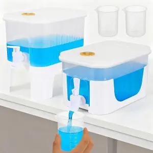 세탁 세제 디스펜서 2개 수도꼭지가 달린 1.32갤런 액체 비누 세탁실 정리용 섬유 유연제 보관함 세제용