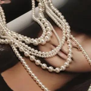 [국내생산+무료배송] 진주 드레스 믹스 6단 롱목걸이