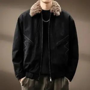 남성 트렌디 아이템 자켓 데님 보온 퍼 칼라 패딩 코트 겨울 도톰 캐주얼 점 HT4