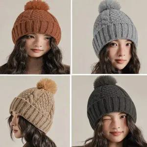 남성 여성 겨울 포근포근 털 방울 꽈배기 패턴 기모 안감 캐주얼