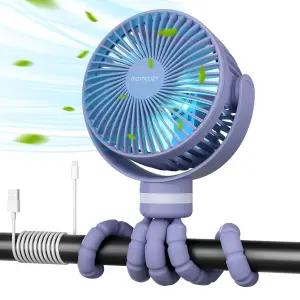 맘코지 휴대용 유모차 팬 8000mAh 27시간 초장기 배터리 수명 탈착식 4단 360° 회전 LED 야간 조명 2가지