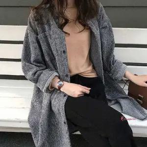 남성용 아우터 골덴 롱셔츠 가을 캐주얼 자켓mno118