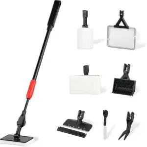 수족관 청소 도구 7 in 1 - 조류 스크래퍼 스크러버 패드 조절 가능한 텔레스코픽 긴 손잡이 어망 자갈