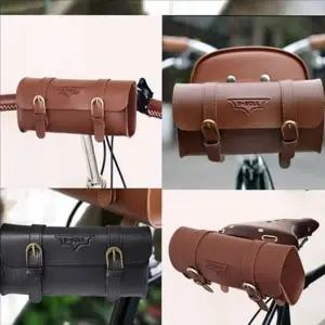 클래식 자전거 가방 빈티지 자전거 핸들 백 가죽 수납 포켓