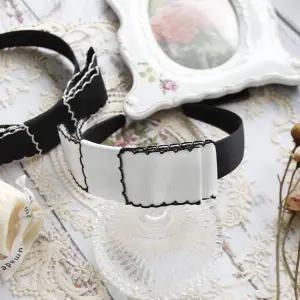 TBZ 테두리 피코티 골지 리본 헤어밴드 머리띠 2Colors