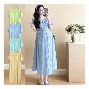 여성 빅사이즈 플리츠 원피스 1P 임부복 반팔 치마 반팔원피스 반팔롱원피스 임산부원피스 여름임산부원피