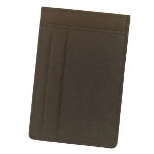 슬림 인조가죽 카드지갑 브라운 교통카드 수납 가능 지퍼형 체크