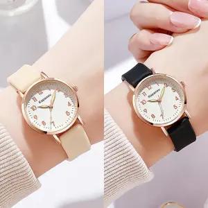 여성 주니어 학생 클래식 동그란 심플 손목시계
