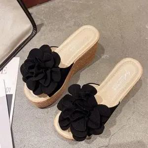 여성 프리미엄 예쁜 통굽 슬리퍼 사무실 학교 꽃슬리퍼 키높이쪼리 여성키 웨지 푹신한