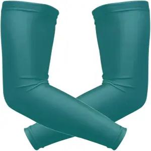 WELLDAY 남녀용 플레인 다크 청록색 단색 팔 소매 - 타투 커버 자외선 차단 쿨링 스포츠 컴프레션 농구