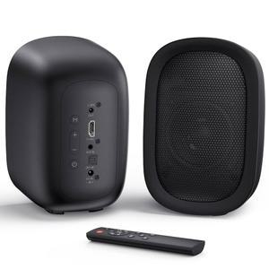 레코드 플레이어용 사이인 파워 블루투스 책장 스피커 3인치 우퍼가 장착된 40W 스테레오 사운드 듀얼 커브 혼 베이스 리플렉스 포트 턴테이블 /PC /TV용 광학 /AUX /TV ARC 페어