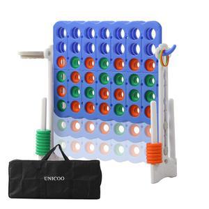 유니쿠 높이 조절 가능한 점보 4 대 스코어 게임, 농구 후프, 링 토스, 캐리백, 실내 야외 마당 파티 및 가족 모임과 함께하는 연속 게임