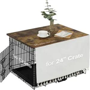 비에 드 아만 개 상자 나무 48 42 36 24인치 케이지용 테이블 탑퍼 태슬 커튼이 달린 러스틱 스타일 사육장