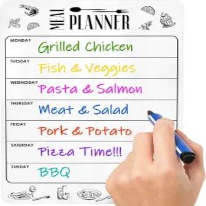 냉장고용 드라이 이레이즈 마그네틱 밀 플래너 A4 (8.5x12 인치) - 자석 주간 메뉴 보드 화이트 냉장고