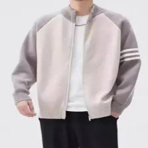 룽나루 남자 니트 캐주얼 가을 봄 슬림핏 차이나 스트라이프 커플 집업 카디건 HO3