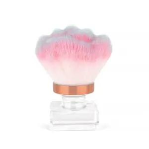 KADS 네일 먼지 브러시 메이크업 꽃 모양 크리스탈 베이스 클리닝 매니큐어 페디큐어 도구 (핑크 플라워