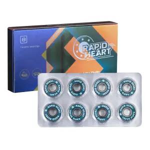 래피드 하트 8 팩 608 2RS 정밀 세라믹 블루 베어링. 스케이트보드 롱보드 인라인 및 롤러 스케이트용 40초