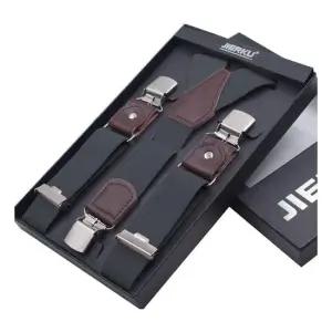 캐주얼 남성 클래식 집게 서스펜더 스트랩 가죽 디테일 정장 캐주얼룩 연출템 멜빵바지