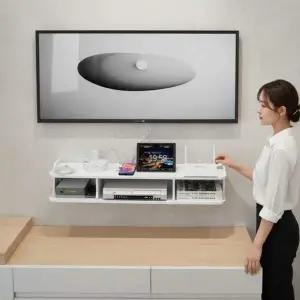 무타공 벽걸이 TV 셋톱박스 거치대 3단 와이파이 공유기 정리대