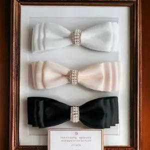 트리플 헤어핀 핸드메이드 파츠 웨이브 리본 진주 무광 리본 왕리본 클래식