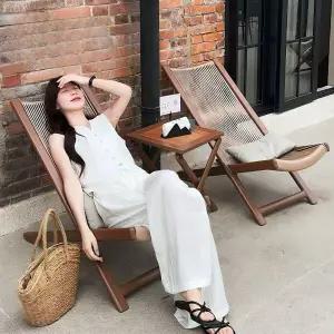 테이블 의자 야외용 접이식 베란다 정원 라탄 방수 등받이 세트 라운지체어